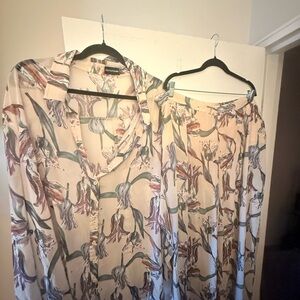Floral Beige womens Shirt and pant set